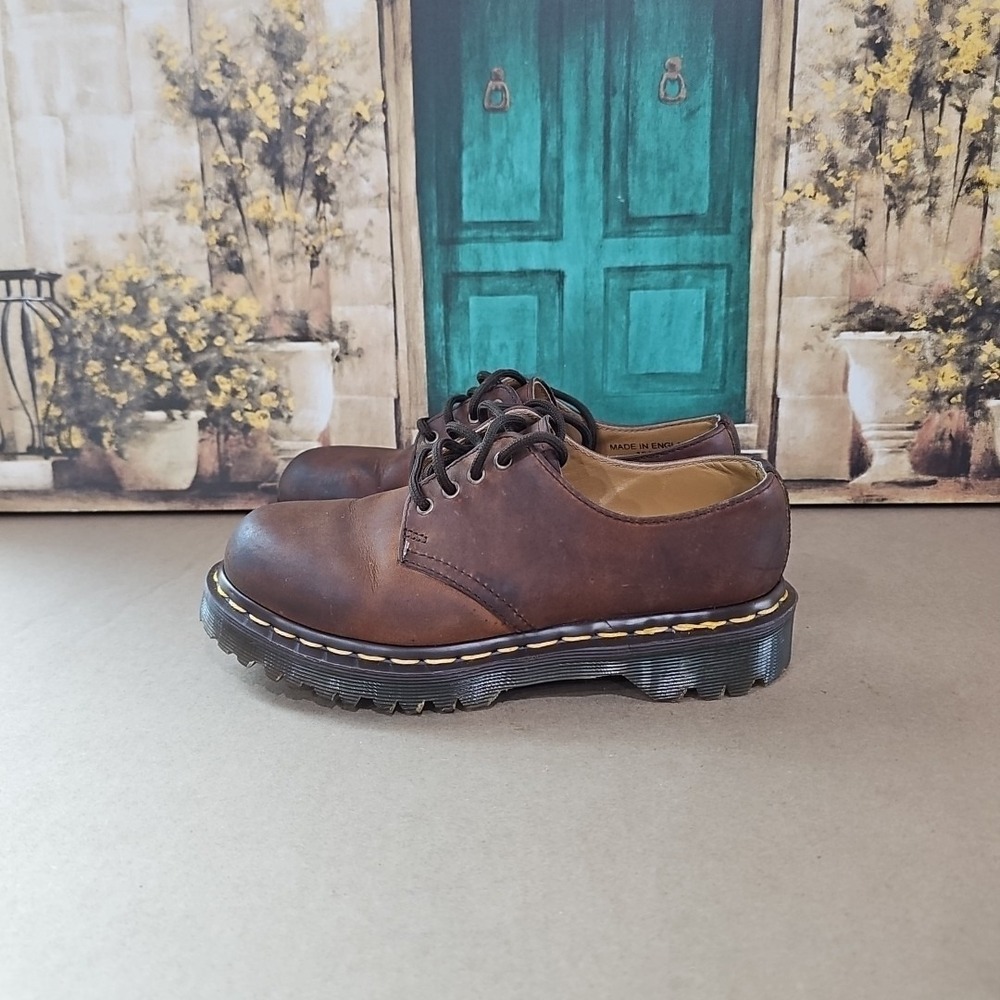 DR‎ MARTENS BROWN LEATHER LACE UP OXFORD POWER DRIVING BUSINESS SHOES 3